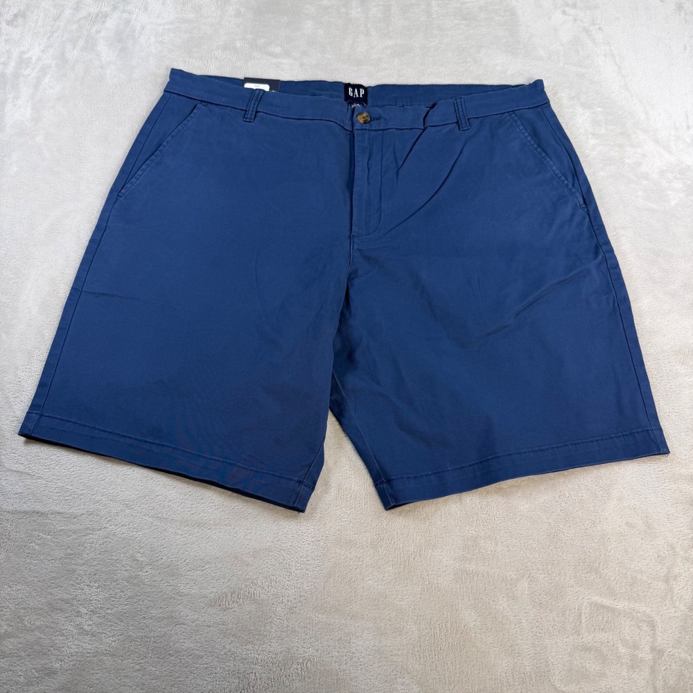Gap Flat Front Chino Shorts Mens 40 Blue Cotton Stretch Casual Summer